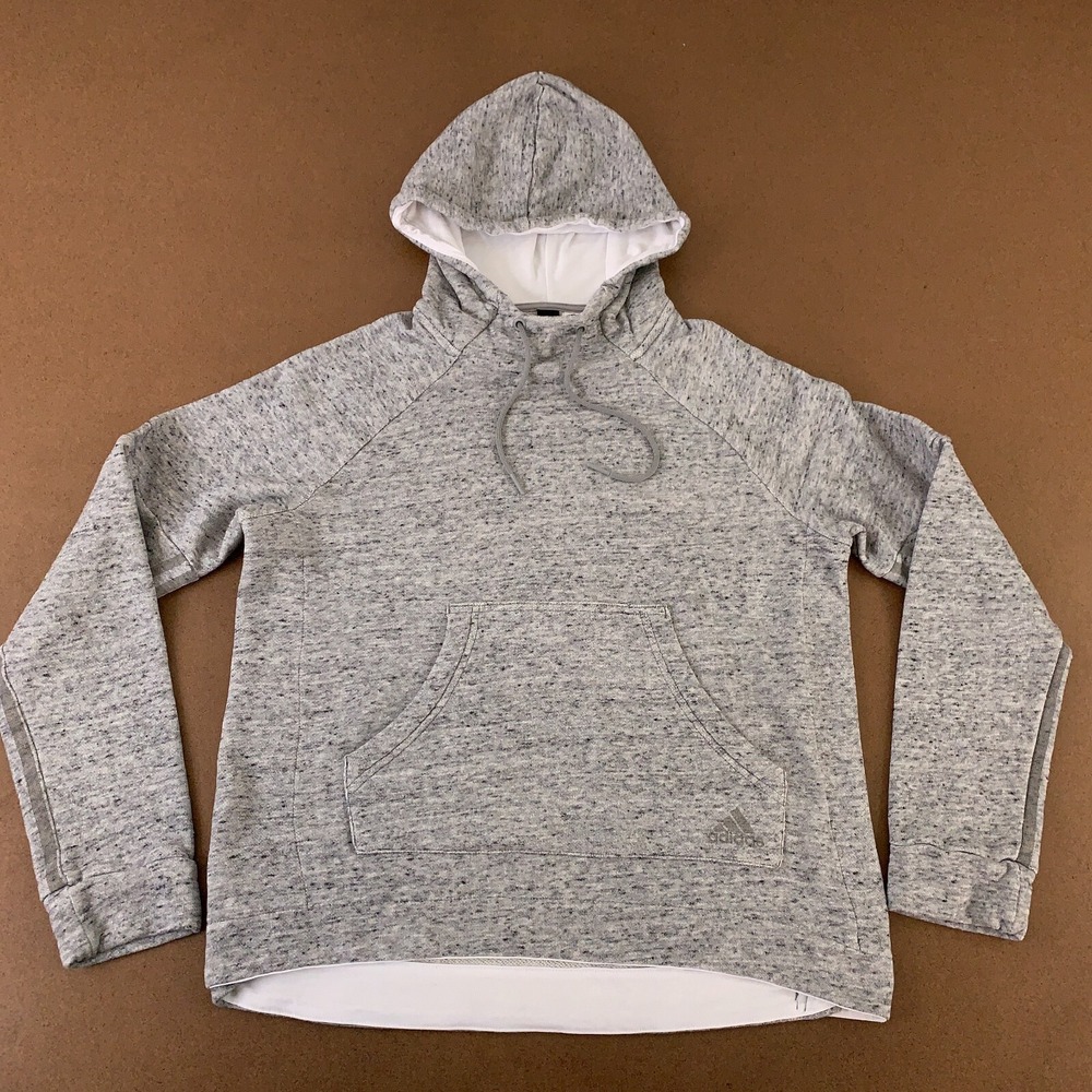 Adidas Women's‎ Size Medium (12-14) Heather Gray Knit Pocketed Pullover Hoodie